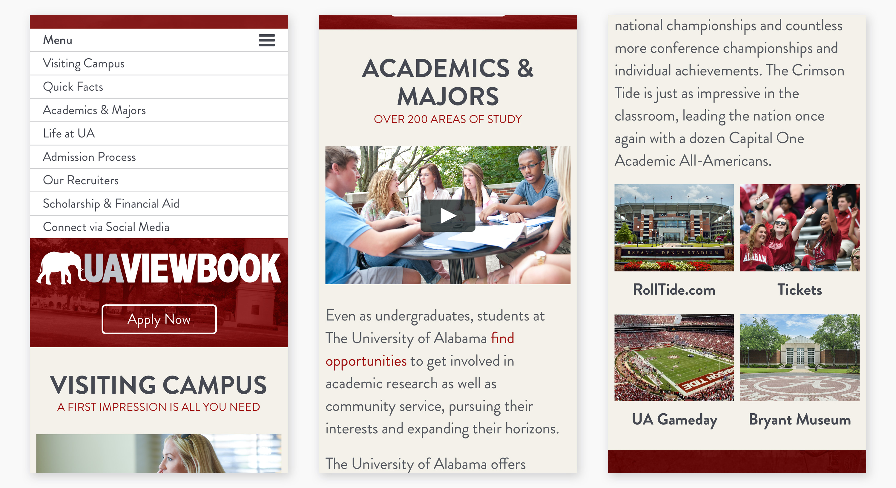 UA Viewbook on Mobile