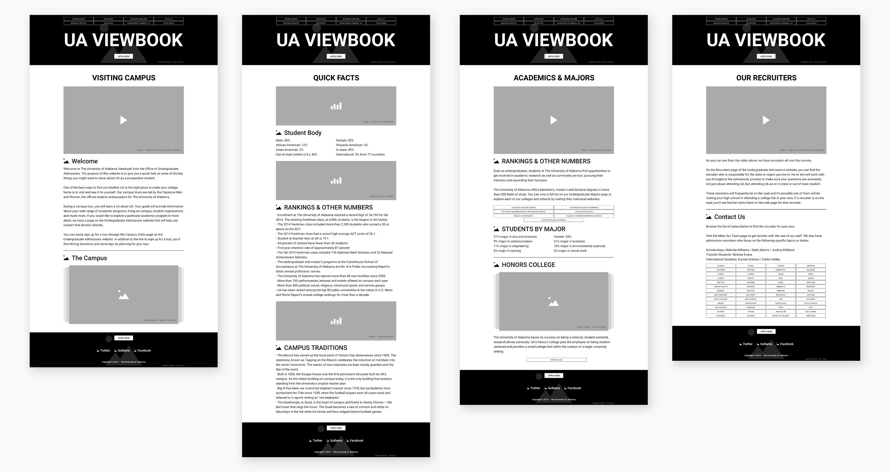 UA Viewbook Wireframes